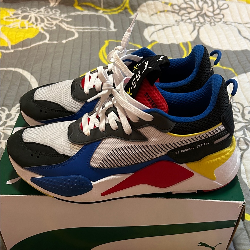 Puma RS-X Toys Sneakers in Blue, Red, and White- 10.5